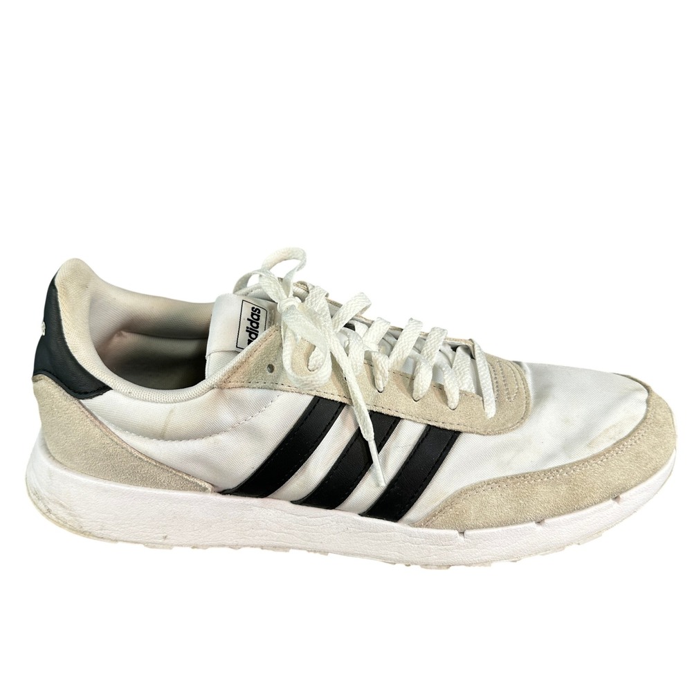 Adidas Run 60s 2.0 White Black Suede Nylon Athletic Sneakers Mens 13